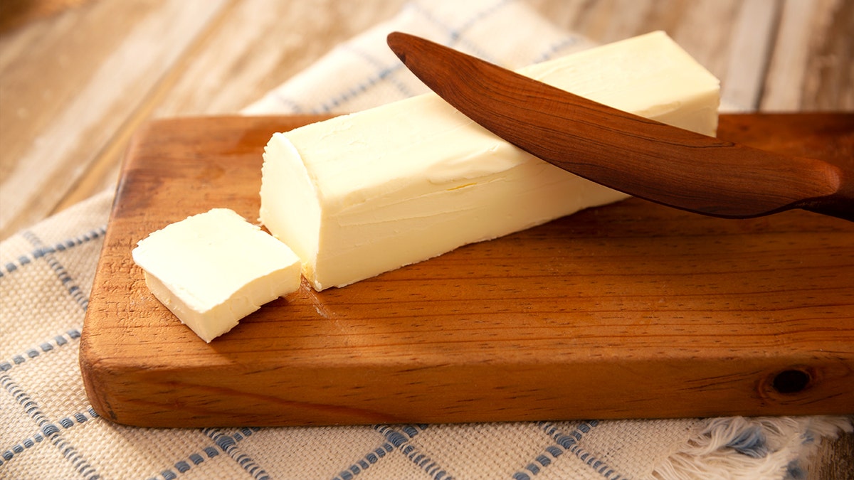 Stock image of butter with knife