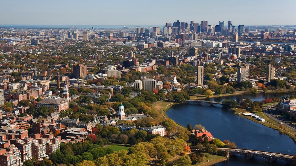 aerial view of city of cambridge