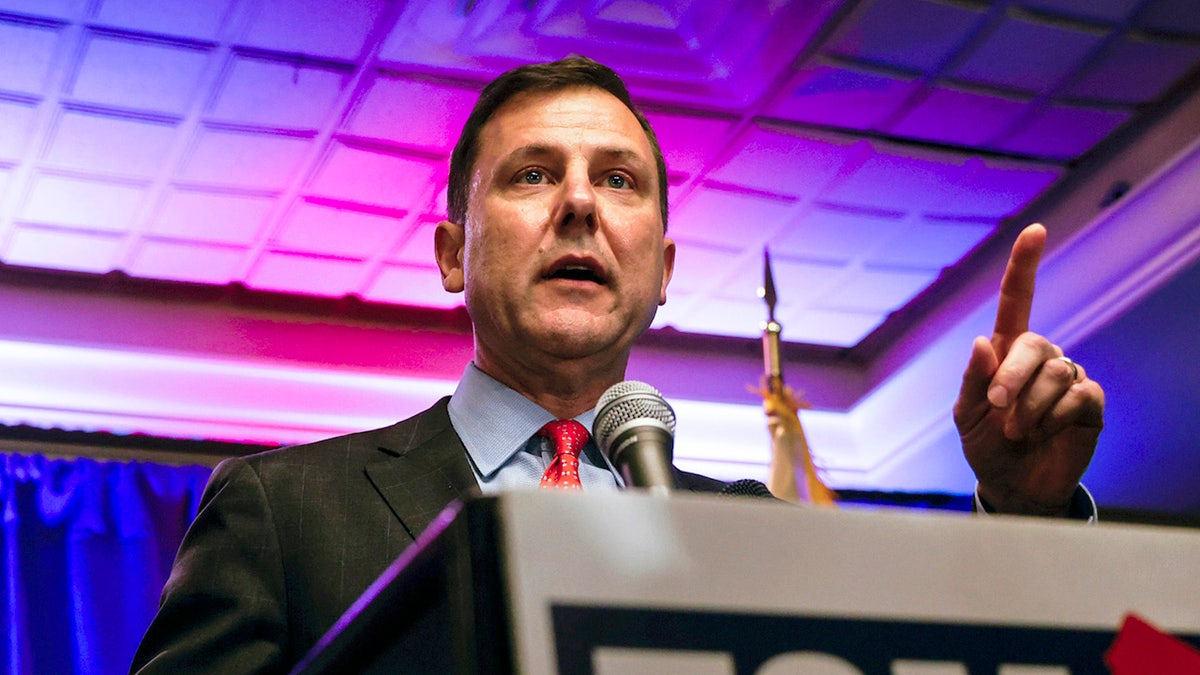 Tom Kean Jr. speaking at his election night party in Basking Ridge, New Jersey