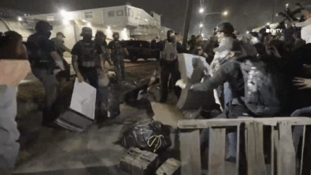 Anti-ICE agitators throw wooden pallets, mattresses at federal agents during chaotic NJ detention center clash