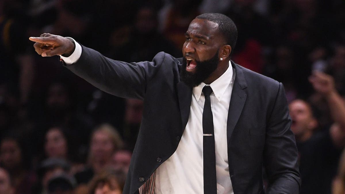Kendrick Perkins wearing number 21 jersey playing basketball during NBA Finals game