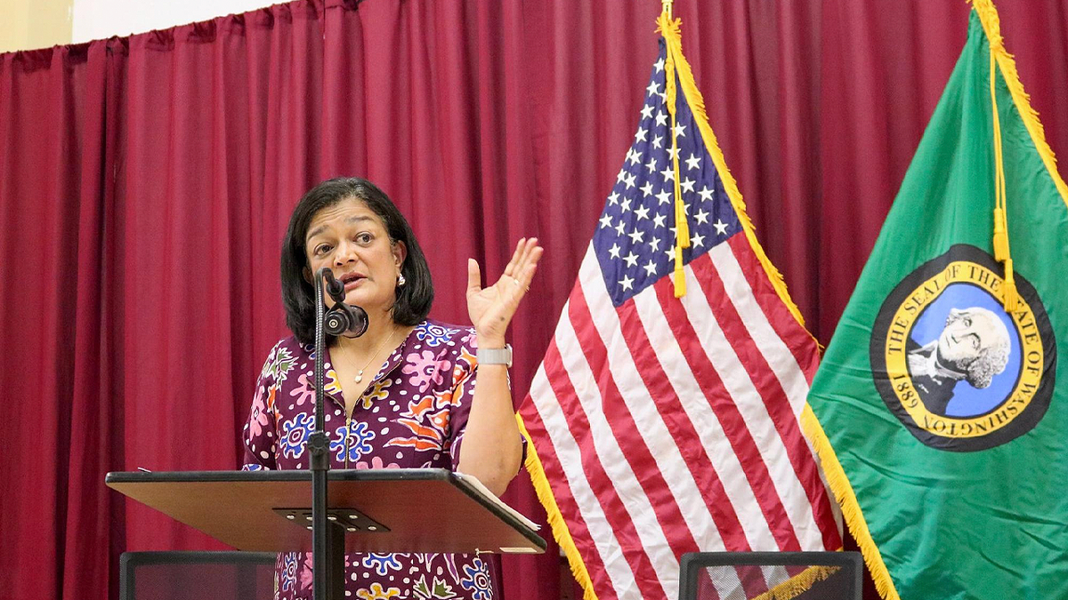 Rep. Pramila Jayapal speaks at a Seattle briefing on Cuba policy and U.S. sanctions