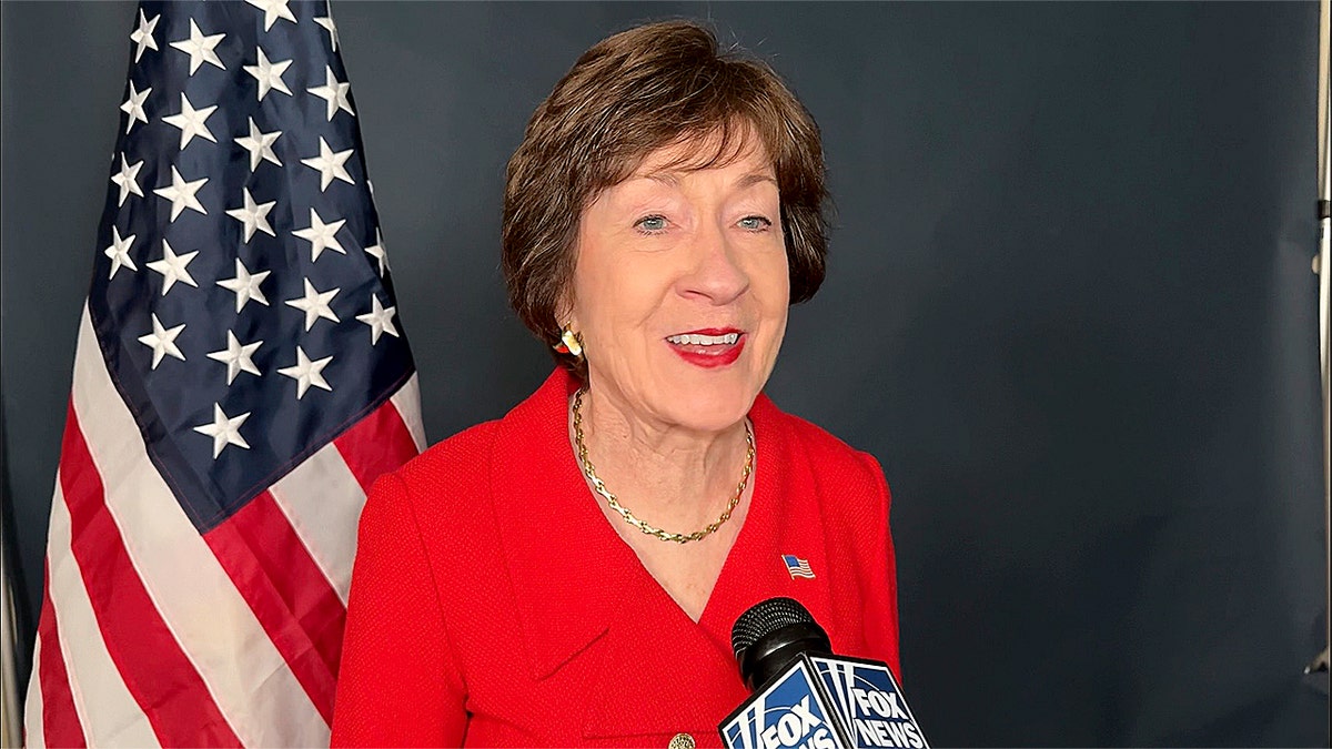 Sen. Susan Collins standing for an interview in Washington D.C.
