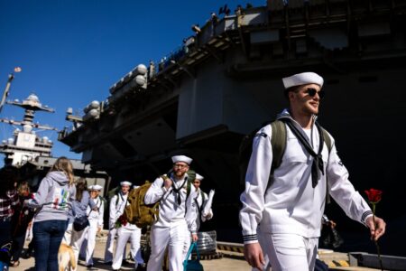 World’s biggest aircraft carrier returns to the US after 11 months at sea