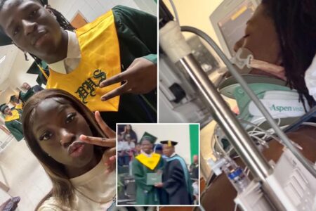High school senior shot at family gathering collects diploma with bullet lodged in his cheek