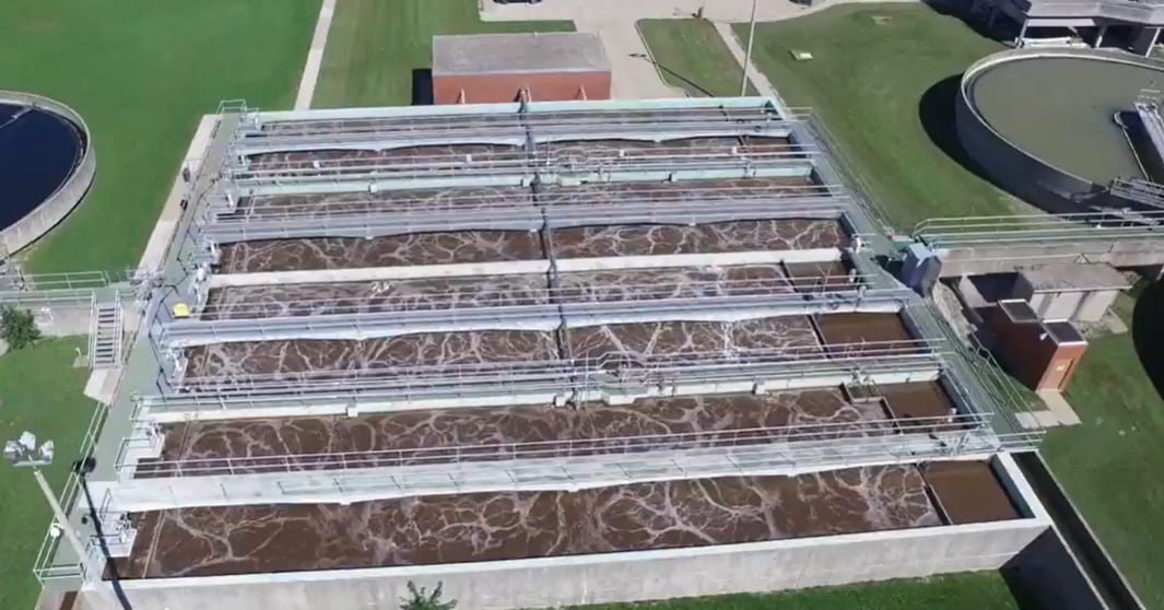 An aerial view of a portion of the Little River Pollution Control Plant in east Windsor, Ont.
