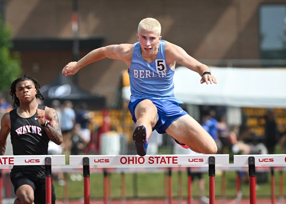 Olentangy Berlin’s Miles King won the Division I state title in the 300 hurdles.