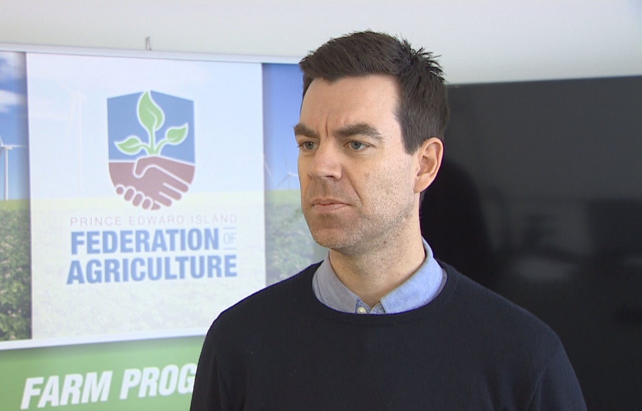 Donald Killorn in P.E.I. Federation of Agriculture office.
