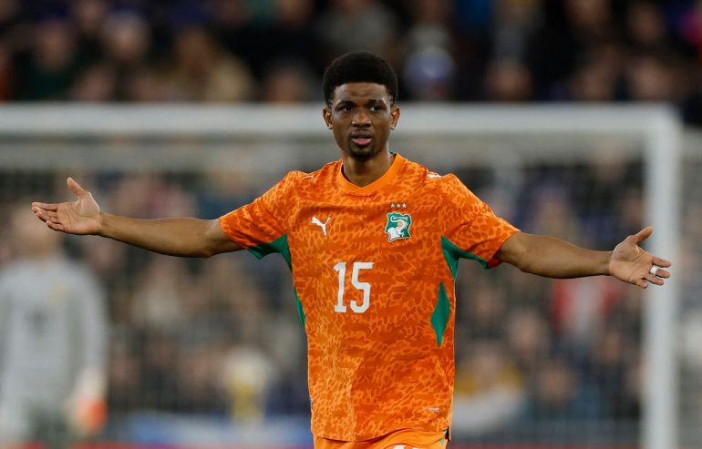  Ivory Coast's Amad reacts
