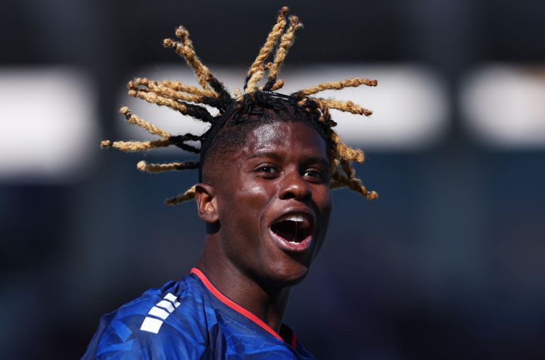 Cape Verde's Benchimol celebrates scoring their third goal