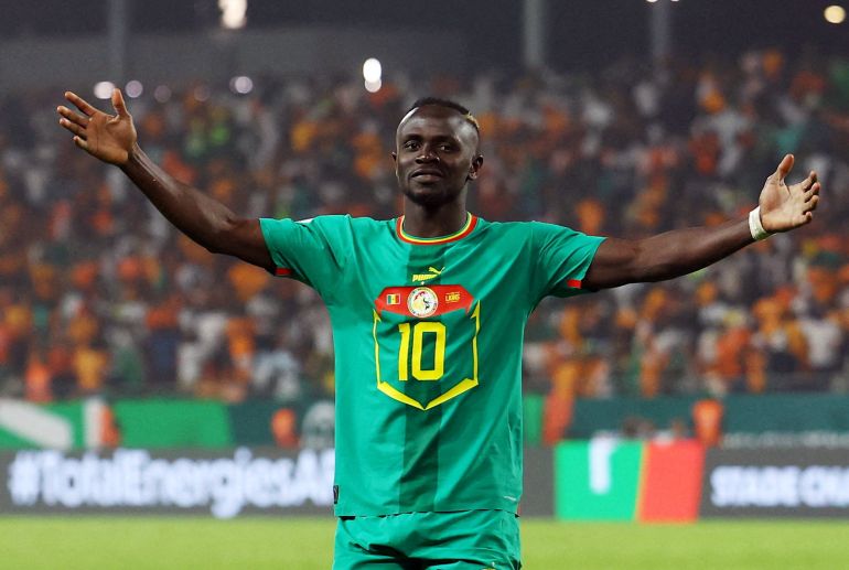 FILE PHOTO: Soccer Football - Africa Cup of Nations - Round of 16 - Senegal v Ivory Coast - Charles Konan Banny Stadium, Yamoussoukro, Ivory Coast - January 29, 2024 Senegal's Sadio Mane celebrates after he scores a penalty during the shoot-out REUTERS/Siphiwe Sibeko/File Photo