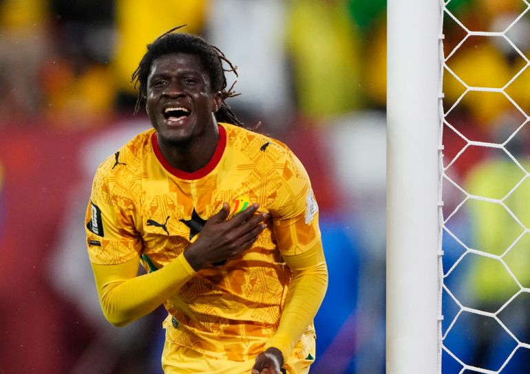Soccer Football - FIFA World Cup 2026 - Group L - Ghana v Panama - Toronto Stadium, Toronto, Canada - June 17, 2026 Ghana's Caleb Yirenkyi celebrates scoring their first goal IMAGN IMAGES via Reuters/Kevin Sousa