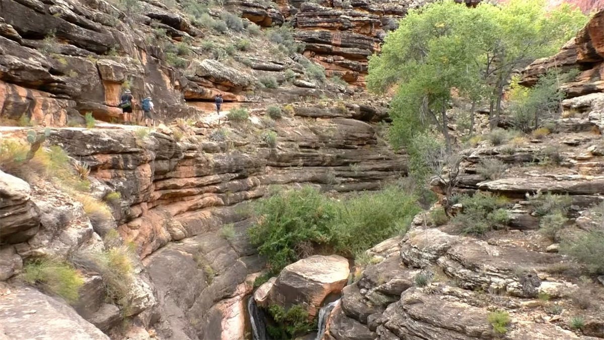 The Tapeats Narrows along the Bright Angel Trail, approximately one mile north of Havasupai Gardens.