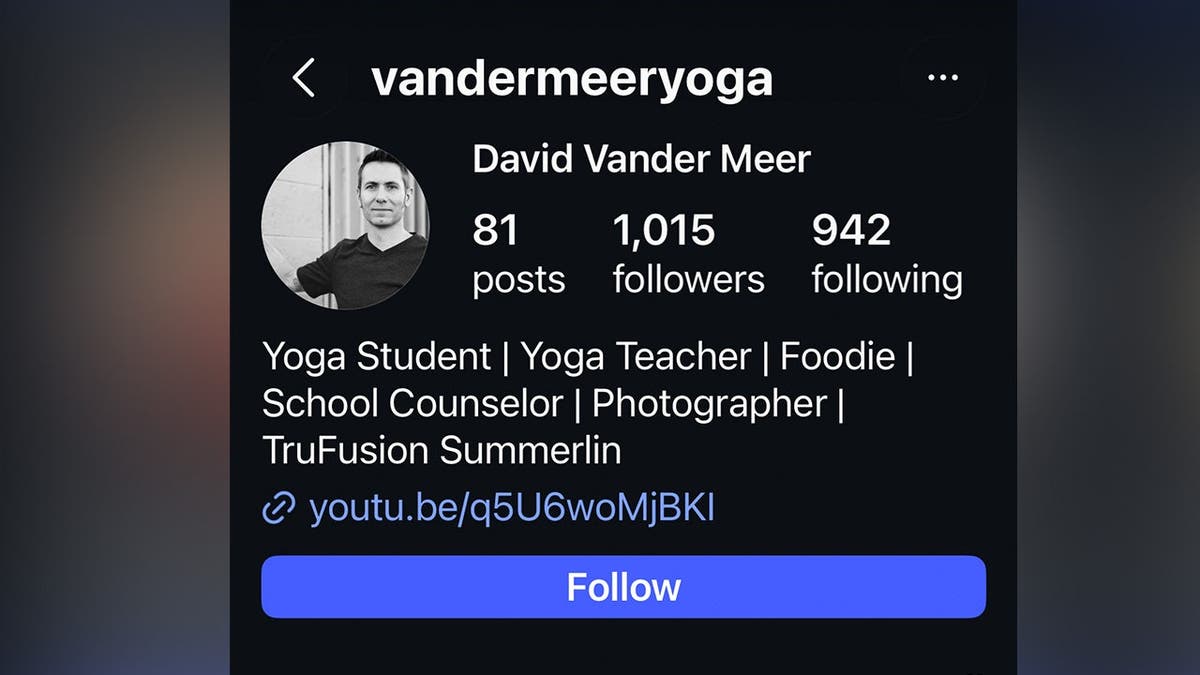 image shows screenshot of murder suspect David Vandermeer's possible Instagram account