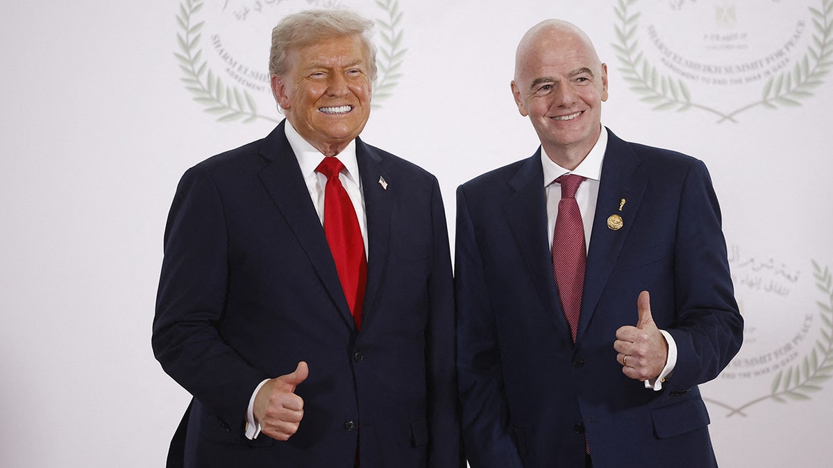FIFA President Gianni Infantino and US President Donald Trump posing together at a summit in Sharm el-Sheikh