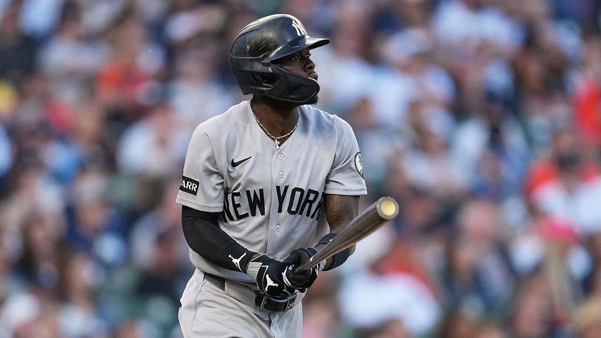 New York Yankees' Jazz Chisholm Jr. watching baseball game in Detroit