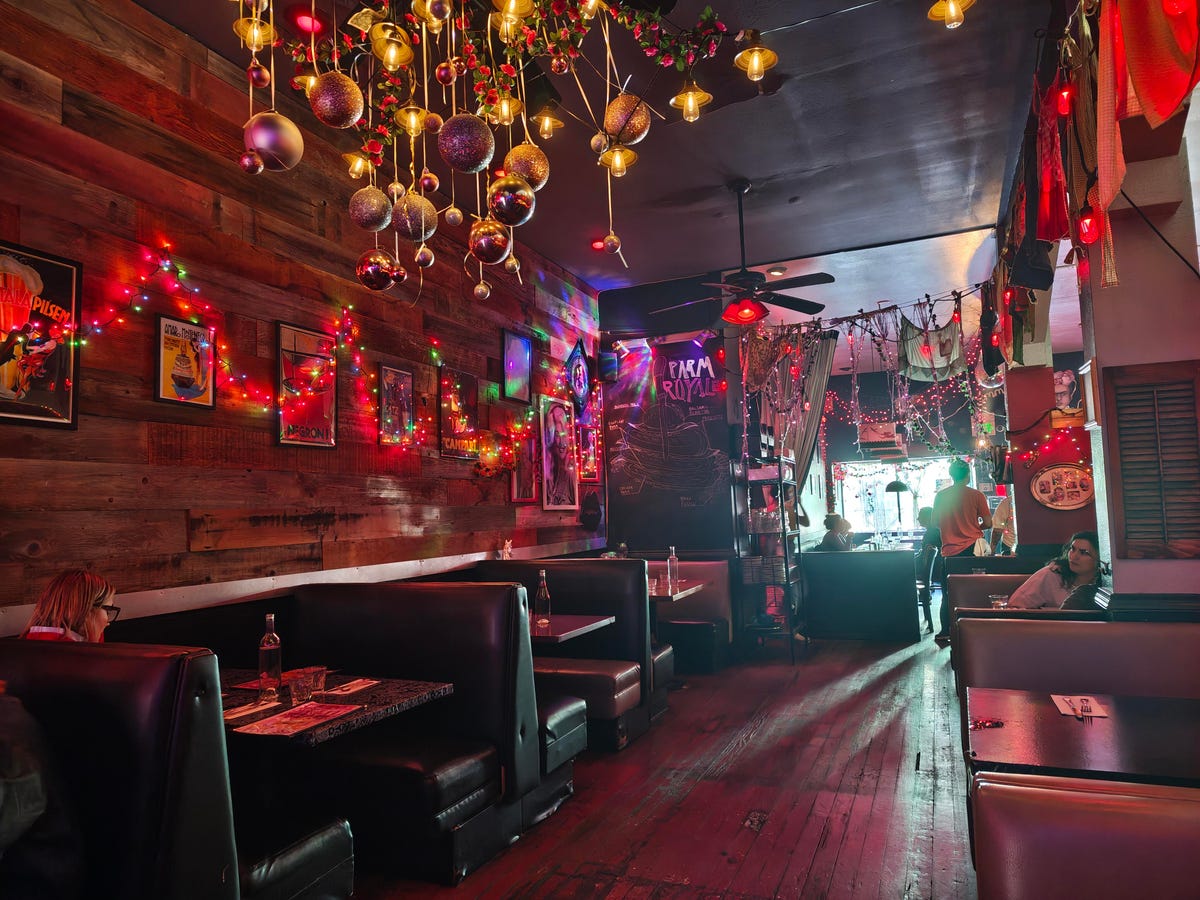 The inside of a dark restaurant