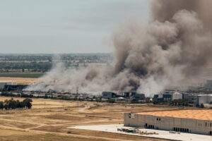Fire officials say no water was running through sprinklers, hydrants at California warehouse