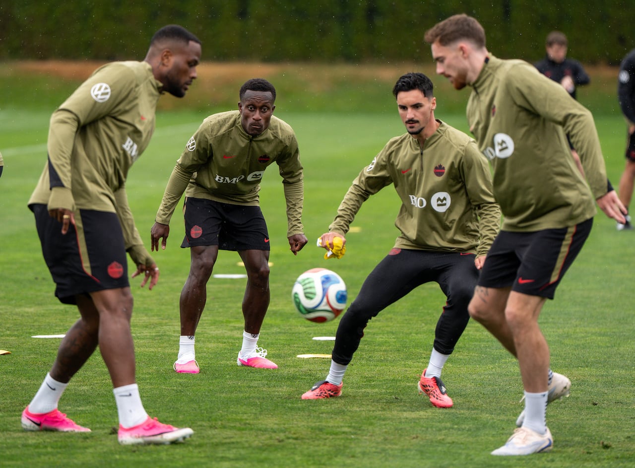 Soccer players in training.
