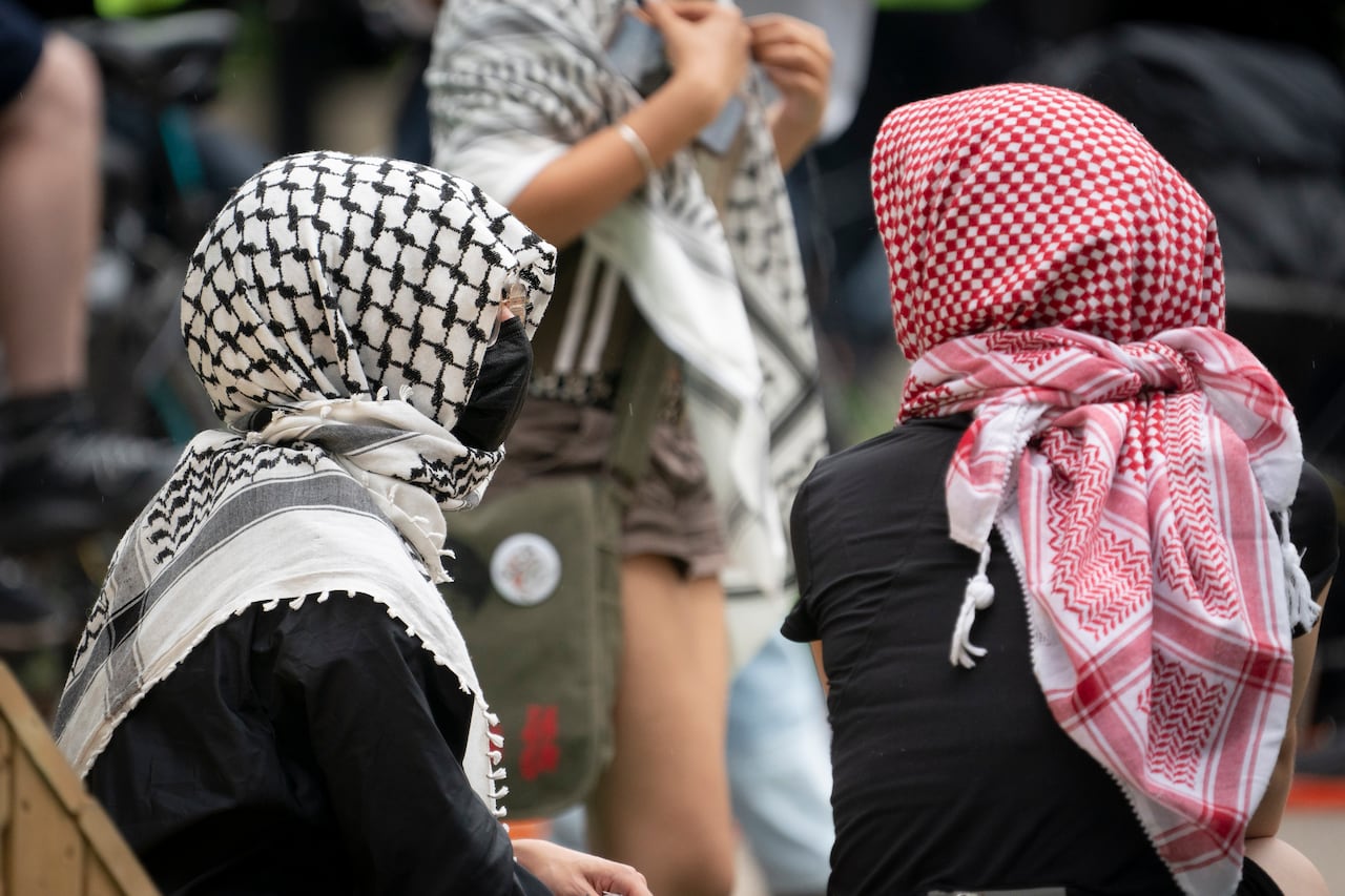 Pro-Palestinian protesters keffiyeh