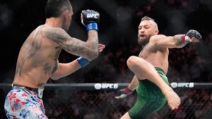 Conor McGregor’s long-awaited Octagon return cut short by apparent knee injury seconds into UFC 329