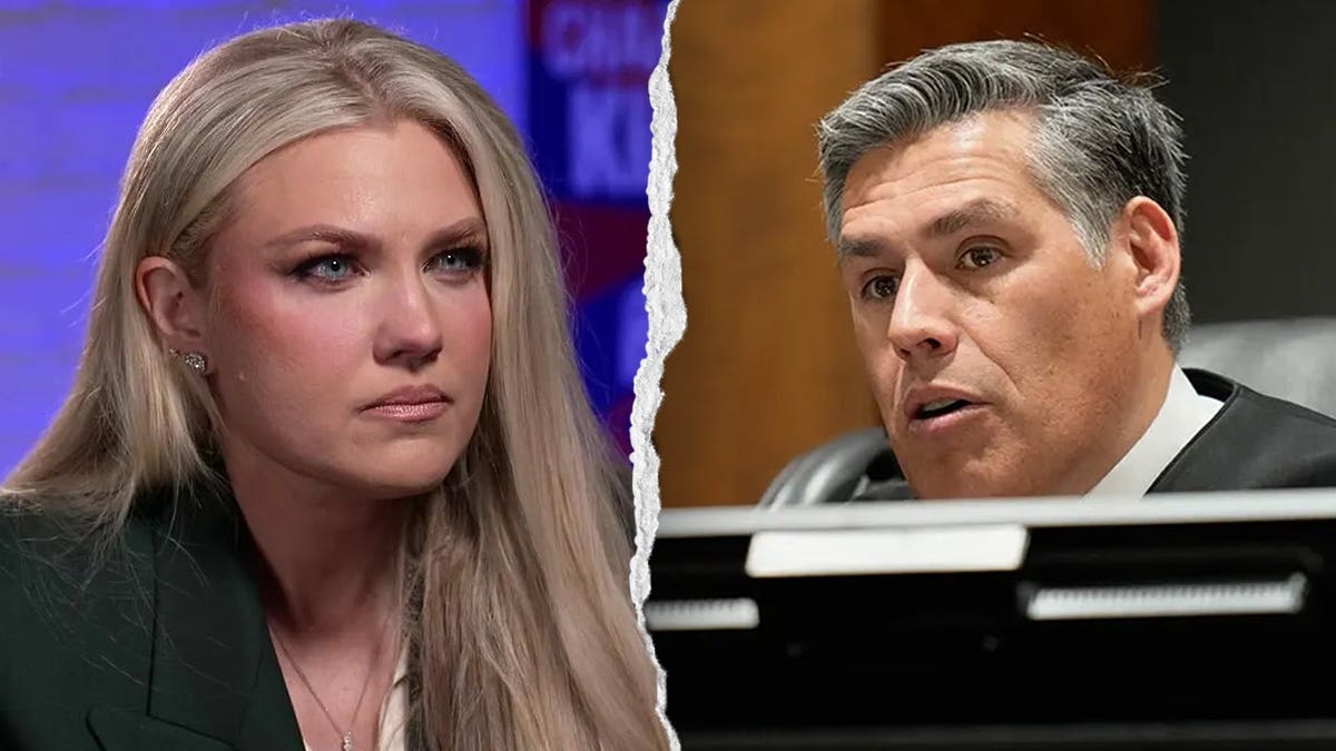 Side-by-side image shows Charlie Kirk's widow, Erika Kirk, alongside Fourth District Court Judge Tony Graf during proceedings in Provo, Utah