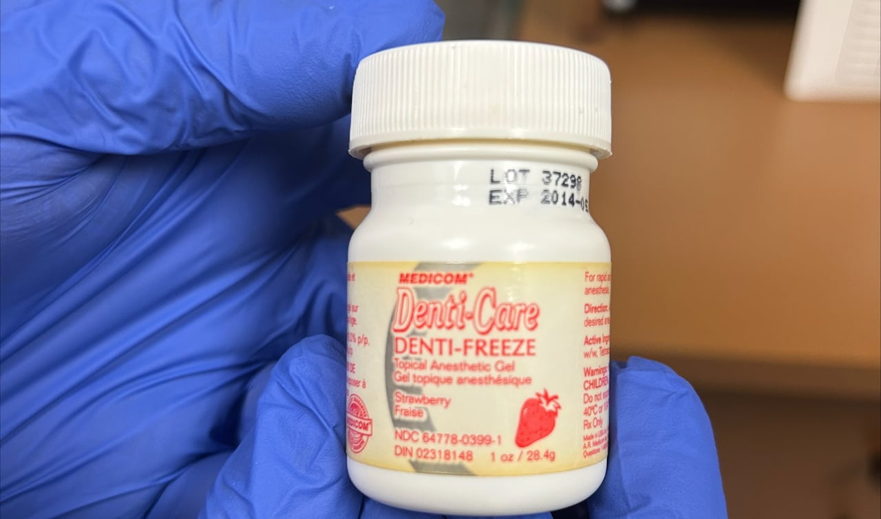 According to Grand Erie Public Health, this expired anti-freeze (2014) was located in operatory cupboard for patient use.
