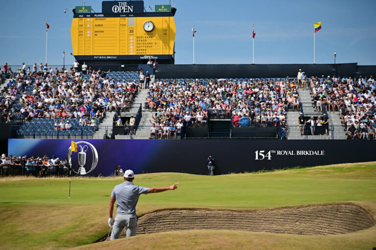 British Open: Sam Burns chips in to join Lucas Herbert in matching lowest score ever in men’s major championship