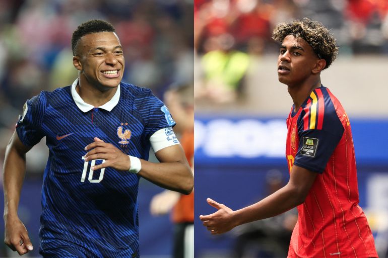France’s Kylian Mbappe, left, and Spain’s Lamine Yamal are to face off in the first 2026 World Cup semifinal