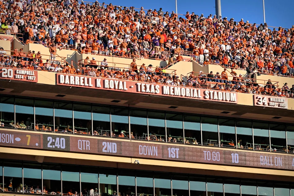 Dec 21, 2024; Austin, Texas, USA; A view of the stadium and UT fans during the game between the Texas Longhorns and the Clemson Tigers in the CFP National Playoff First Round at Darrell K Royal-Texas Memorial Stadium. Mandatory Credit: Jerome Miron-Imagn Images