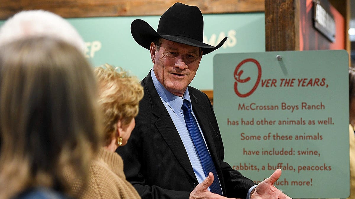 South Dakota Governor Larry Rhoden speaking to the press at McCrossan Boys Ranch in Sioux Falls