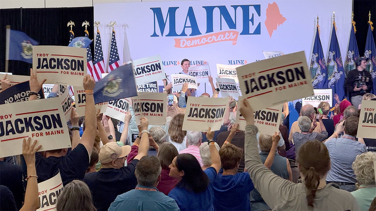 Troy Jackson at the Democratic Senate nomination convention in Maine