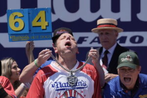 Joey Chestnut wins 18th Nathan’s hot dog eating contest with 66 hotdogs