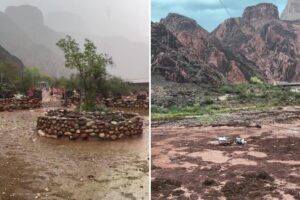 Severe flash floods knocks out central water line in Grand Canyon’s amid missing hikers search