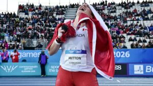 Canada’s Sarah Mitton becomes back-to-back Commonwealth Games shot put champion