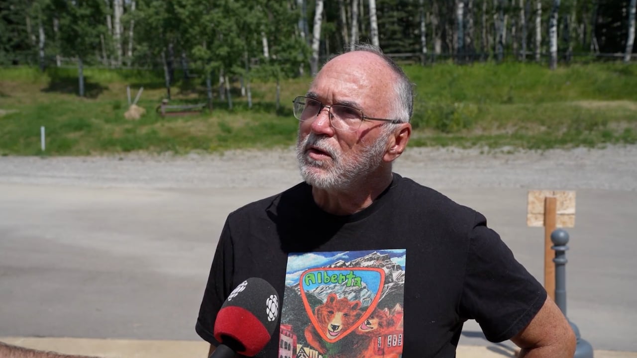 A man speaks with a CBC reporter.