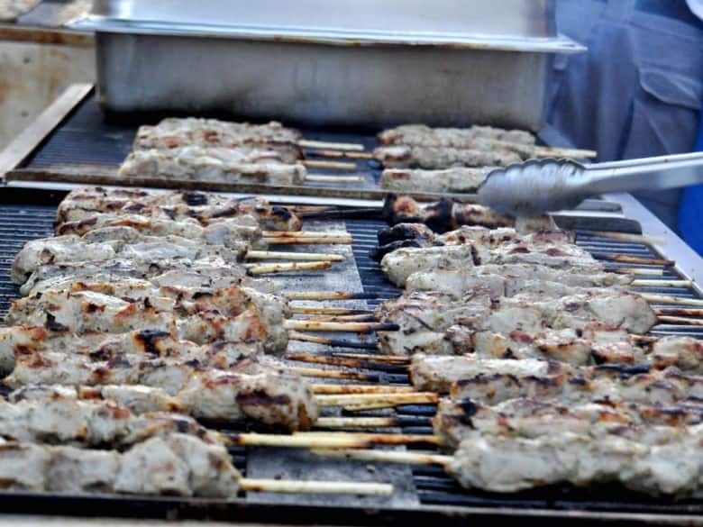 Souvlaki on a grill