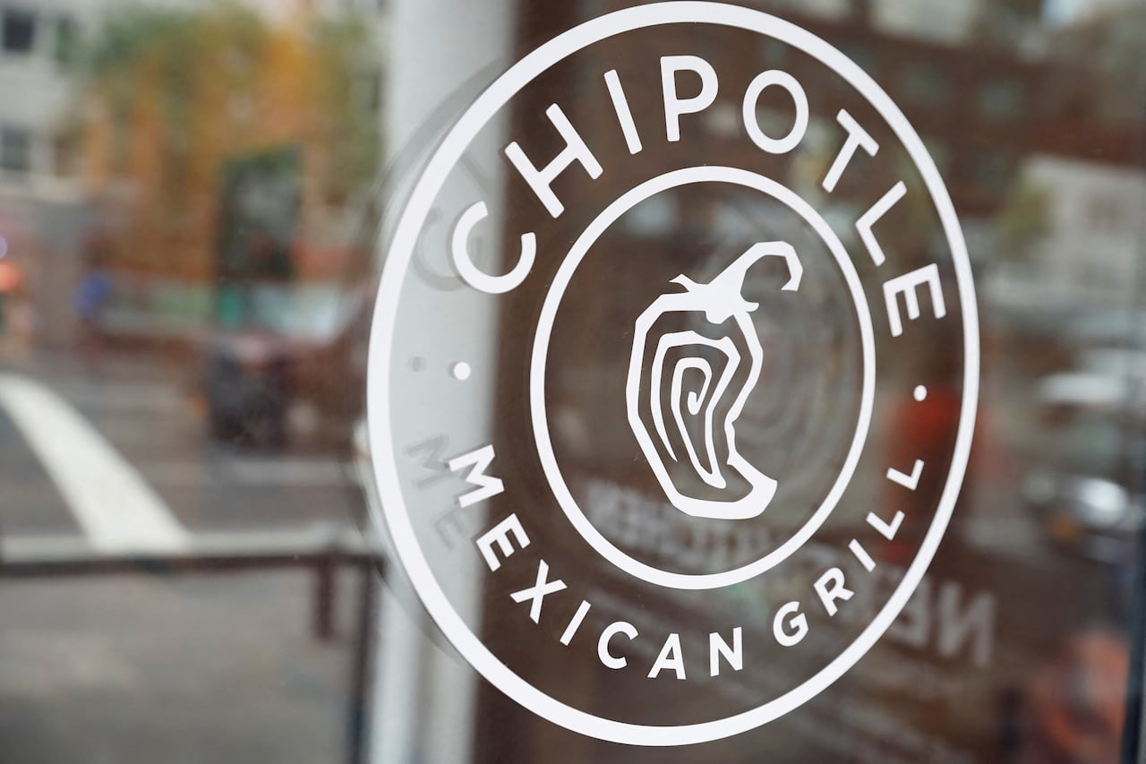A logo of Chipotle Mexican Grill restaurant is seen on a window.