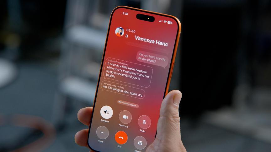 A hand holding an iPhone 17 Pro Max