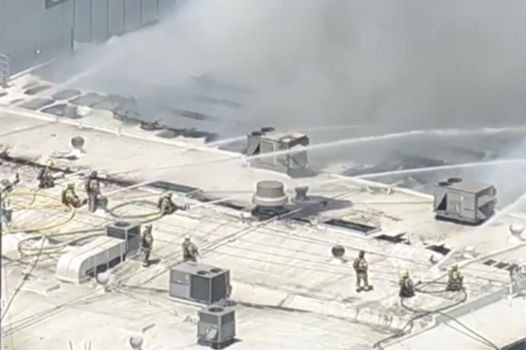 Fire erupts at Fullerton Municipal Airport as firefighters battle flames