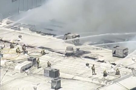 Fire erupts at Fullerton Municipal Airport as firefighters battle flames