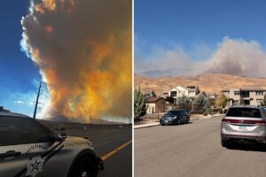 Hawk Fire explodes on California border as evacuation warnings issued