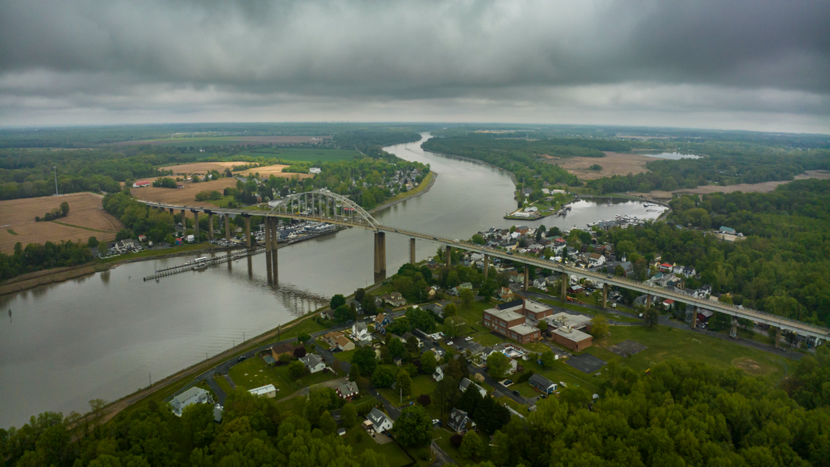 An aerial view of Chesapeake City