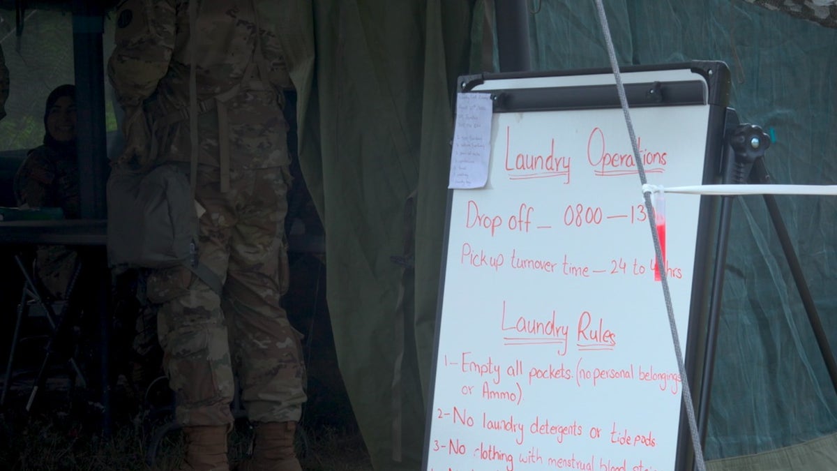 Military laundry operations during Northern Strike in Michigan.