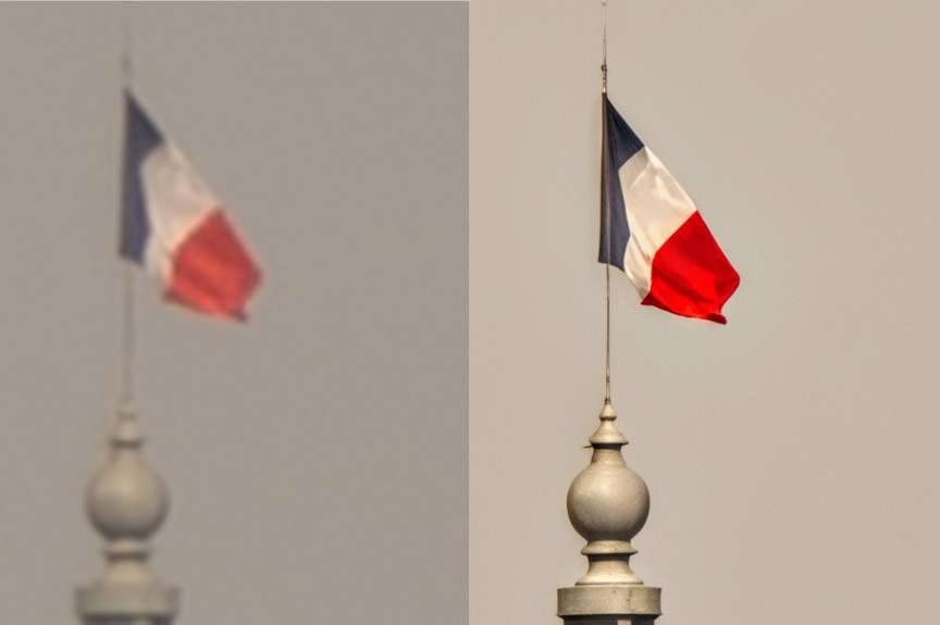 Image comparing two levels of AI processing