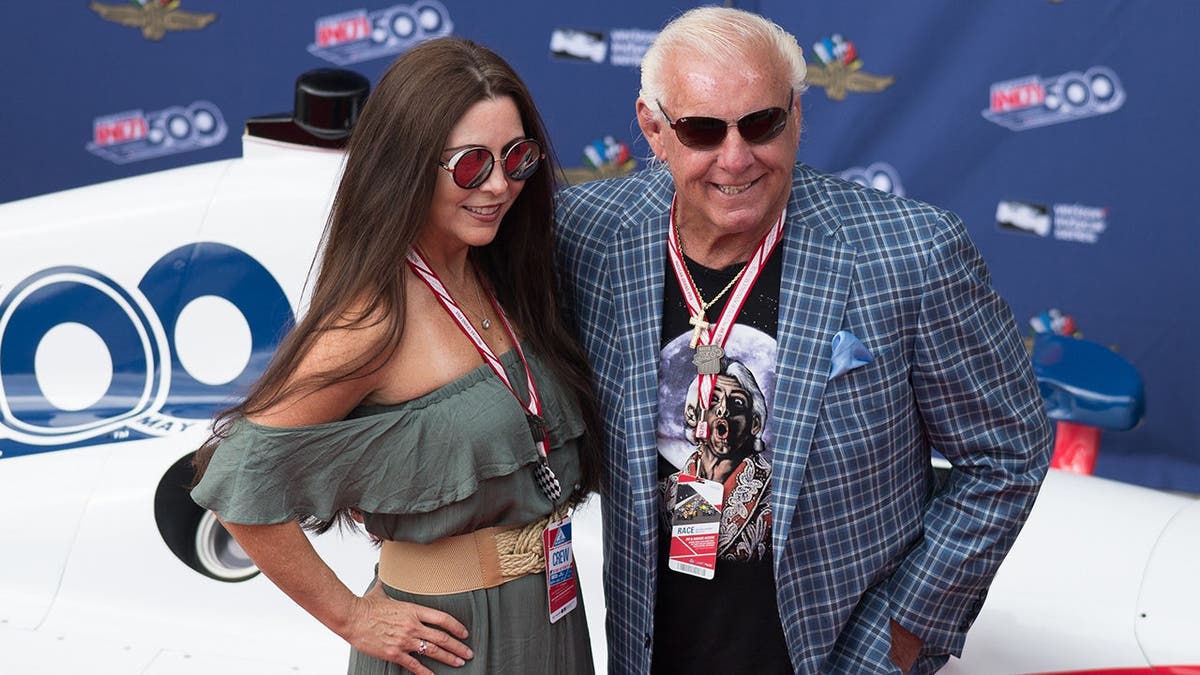 Ric Flair stands with fiancée Wendy Barlow before the Indianapolis 500.