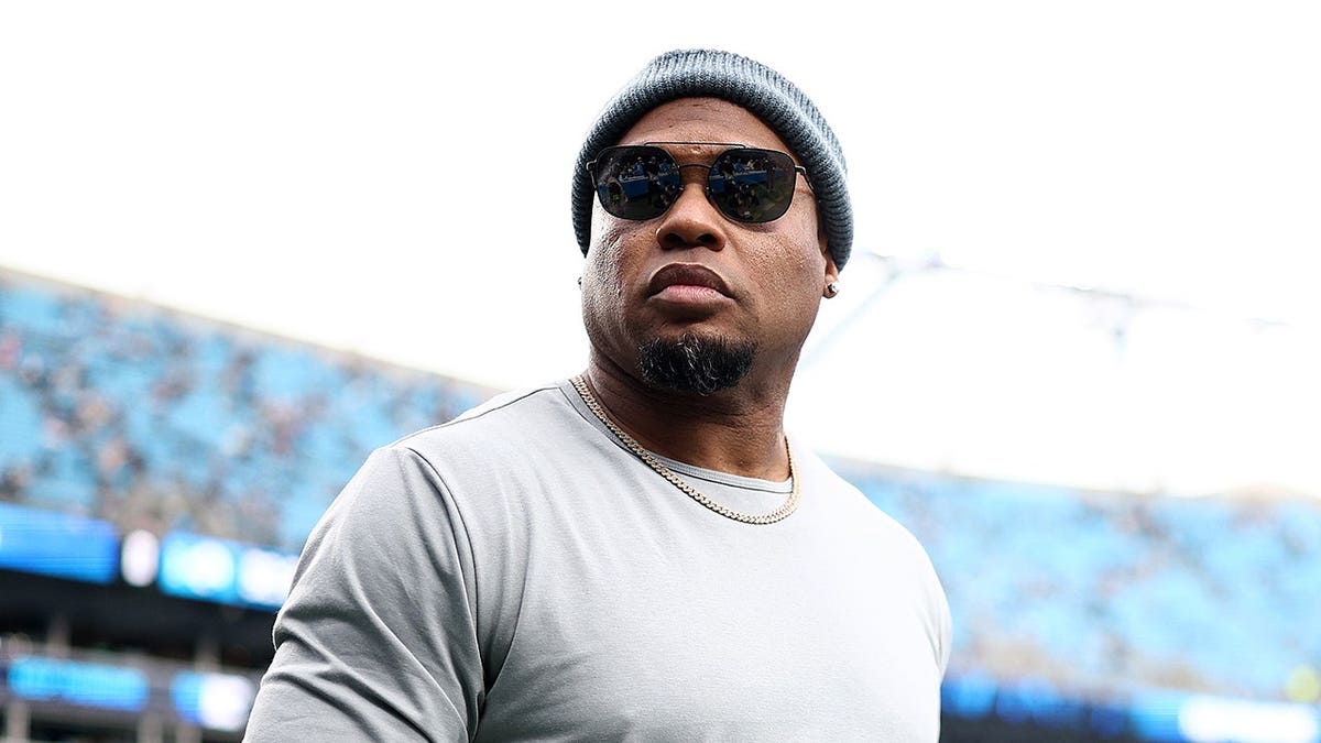 Steve Smith Sr. looks on prior to the NFC Wild Card playoff game at Bank of America Stadium.