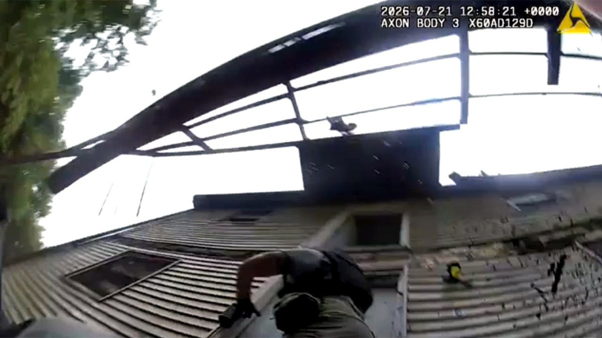 view of collapsed deck from the perspective of a task force member who fell