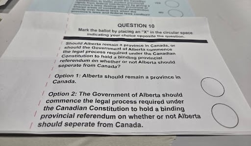 A ballot for Question 10