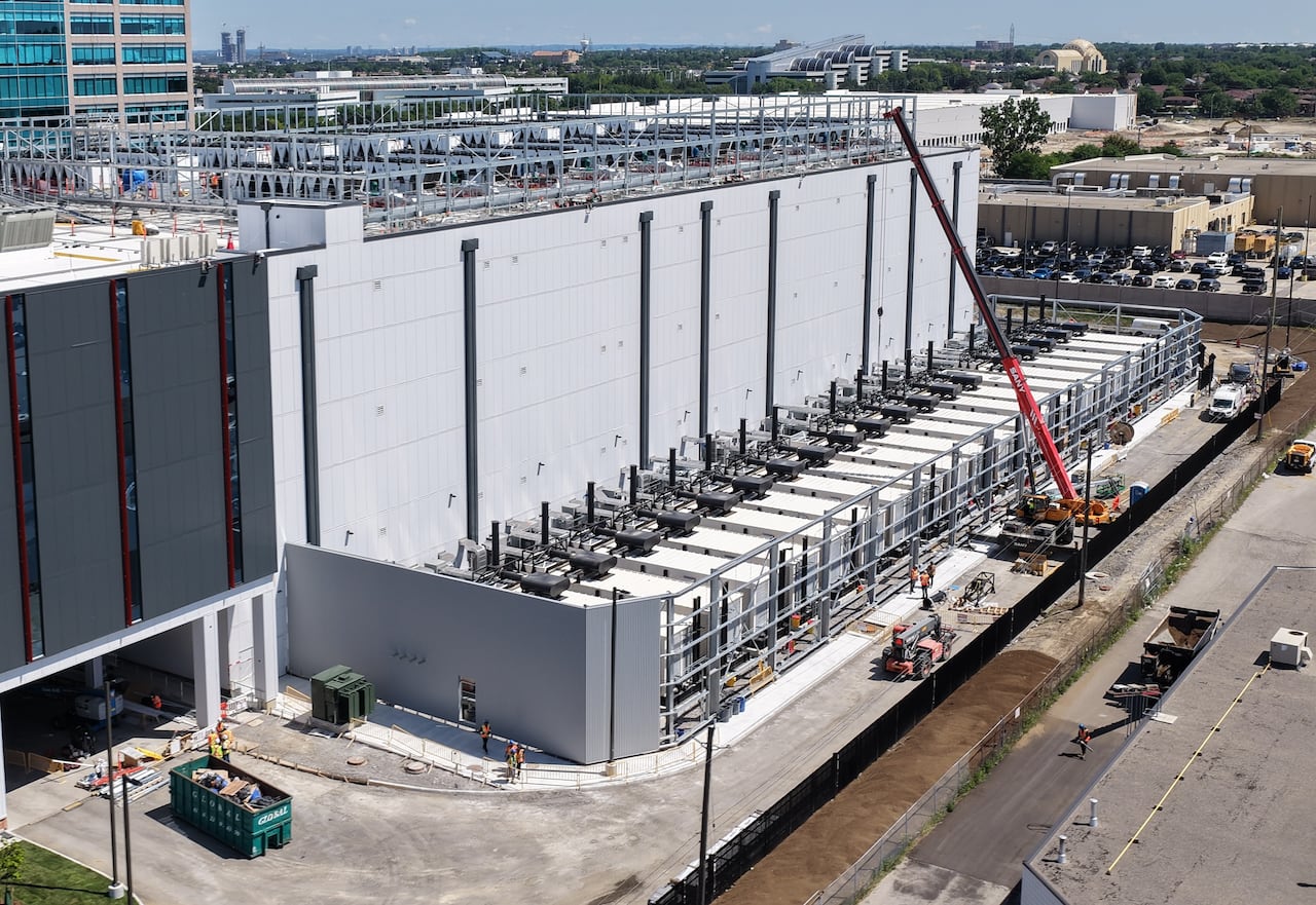 A data centre under construction in a large city.